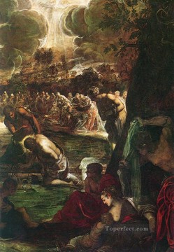 Christentum und Jesus Werke - Taufe Christi detail1 Italienisch Tintoretto